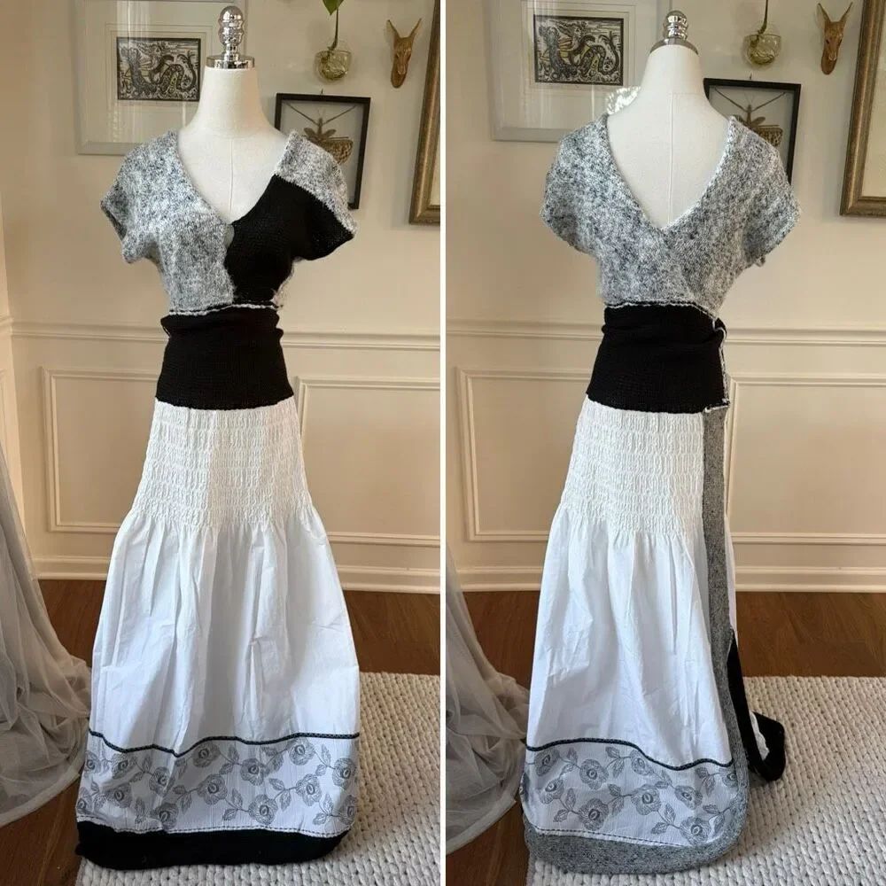 Cynthia LaMaide Artisan Natural Textile OOAK Maxi Dress XS